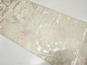 アンティーク　服部織物製　こはく錦　唐花模様織り出し袋帯（材料）